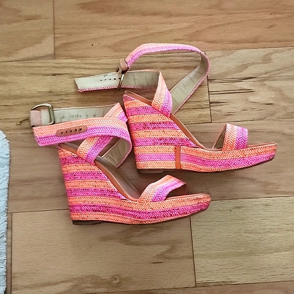 Stuart Weitzman Pink and Orange Wedges - Picture 2 of 4